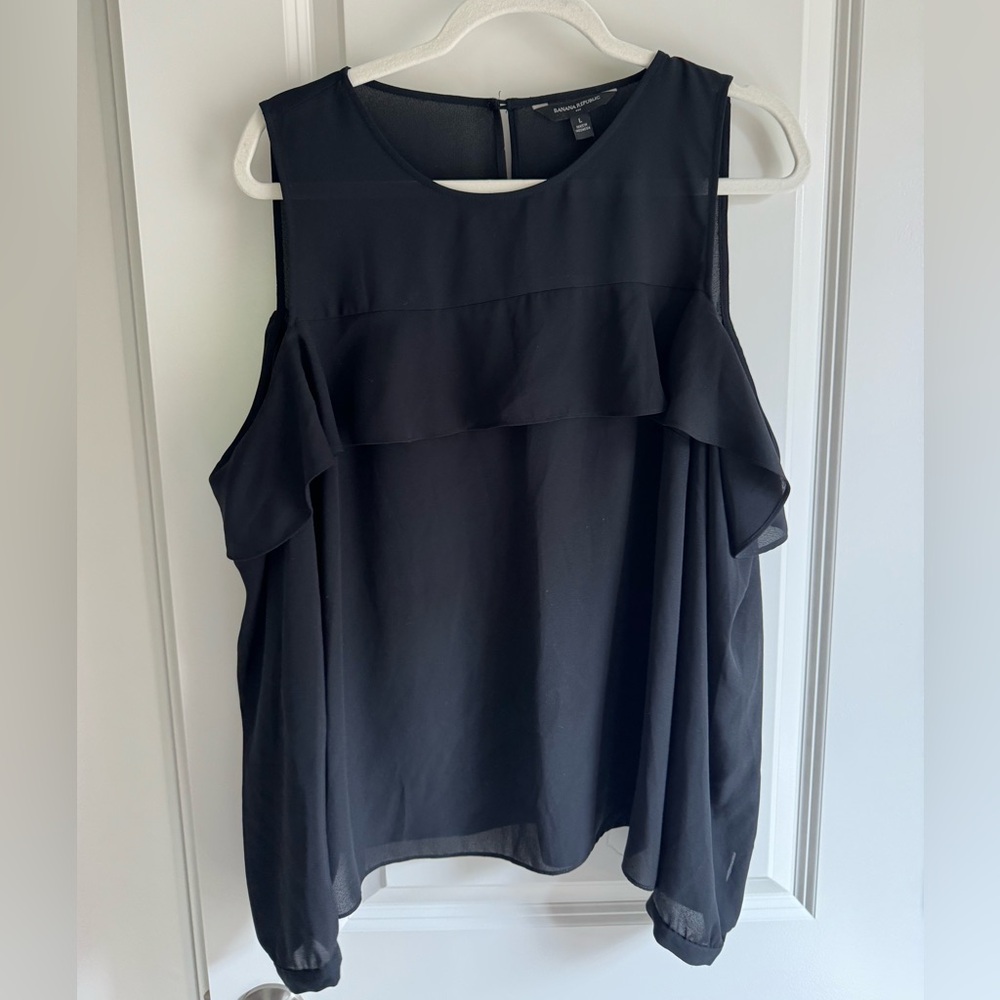 Banana Republic Black Cold Shoulder Blouse